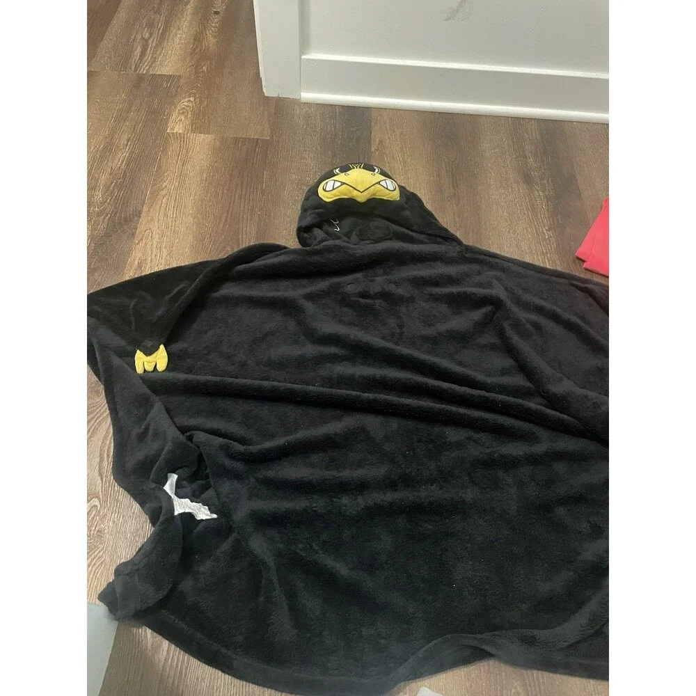 Kids Hooded Blanket Throw Polyester Black/Yellow 60x50 in